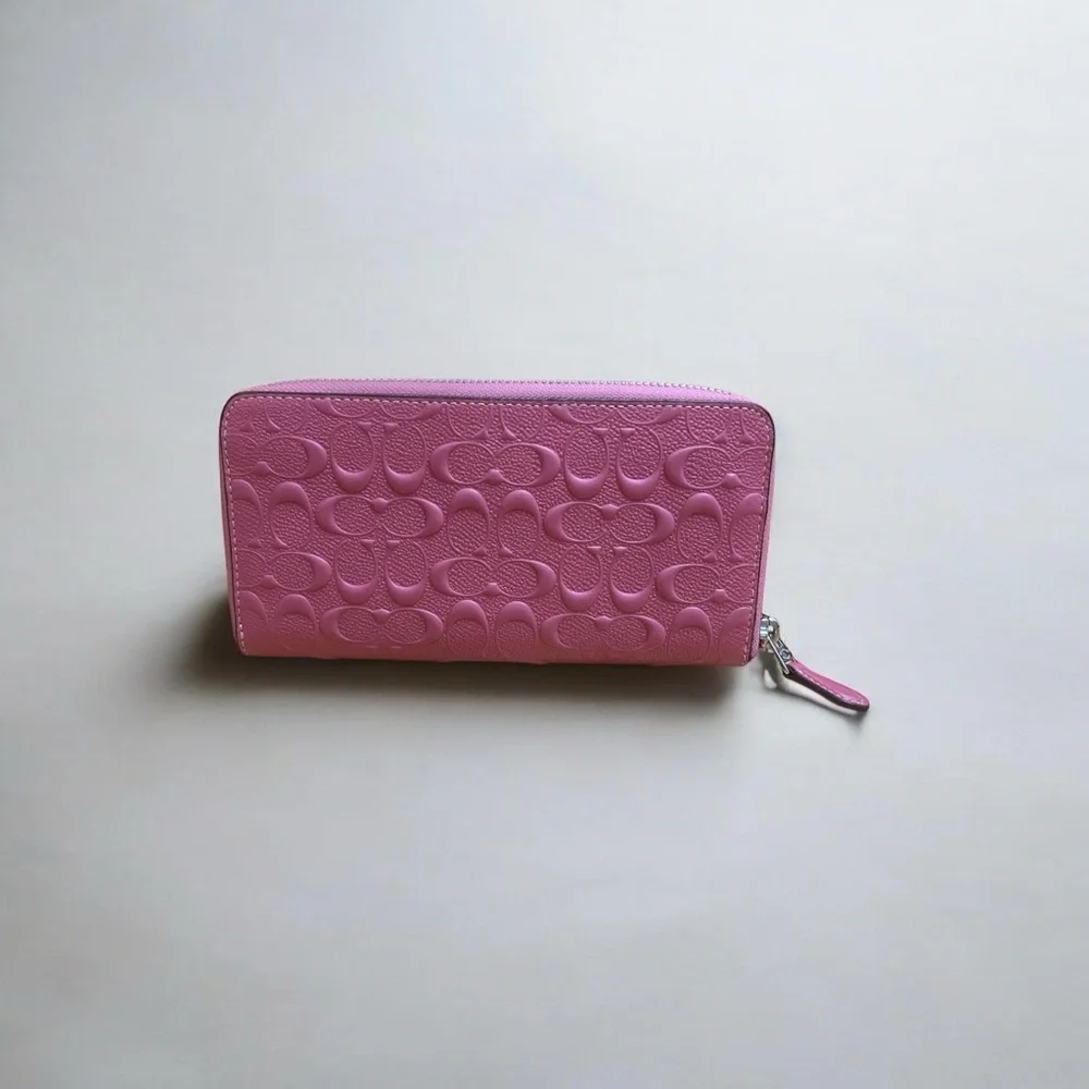 Coach Accordion Zip Signature Debossed Wallet